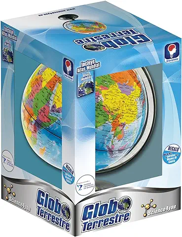 Science4you - Globo Terráqueo y Atlas Mundial, Libro Educativo, Globo Girable para Niños 6 7 8 9 10 Años  