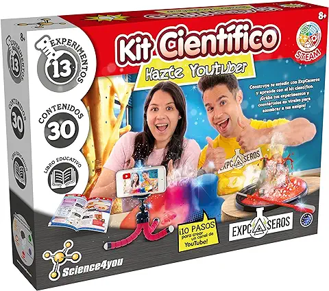 Science4you - Hazte Youtuber 8 CREA tu Canal y Haz 13 Experimentos Expcaseros, Kit Cientifico, Juegos Educativos para Niños 8-10 Años  