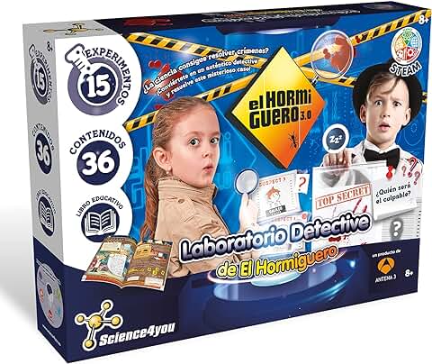 Science4you-JUEGO Laboratorio Detective del Hormiguero con 15 EXPERIMENTOS, Multicolor (80003078)  