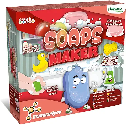 Science4you Kit Fábrica Jabones Caseros Perfumados para Niños 7 8 9 10 11 12+ Años - Incluye Moldes, Base de Jabón - Juego de Experimentos y Manualidades  