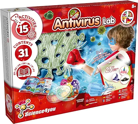 Science4you - Laboratorio Antivirus Juego de Experimentos para Niños 8+ Años - Hace Jabones y Crea Bacterias y Hongos - Kit Manualidades y Laboratorio de Quimica - Juguete para Niños y Niñas 8-12 Años  