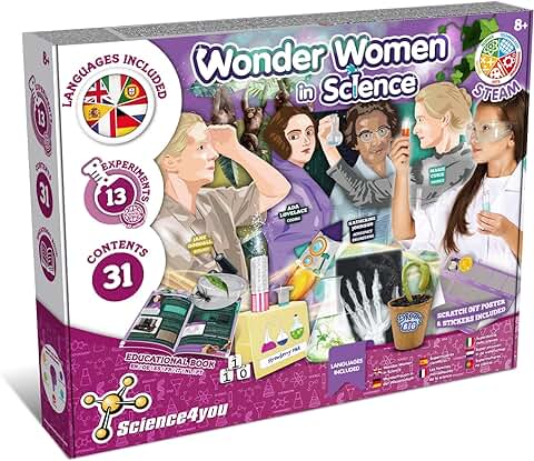 Science4you Mujeres en la Ciencia - Juegos Educativos para Niña, 13 Experimentos para Niños 8+ Años, Kit de Manualidades, 23+ Contenidos, Juguetes Cientificos y Regalos para Niñas y Niños de 8+ Años  