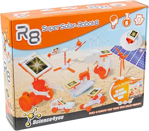 Science4you-R8 Años R8 Super Solar Robot-Robotica, Juguete Cientifico, 8 Experimentos y Libro Educativo ES, EN y PT-Regalo Original para Niños, Multicolor, Mittel (878098)  