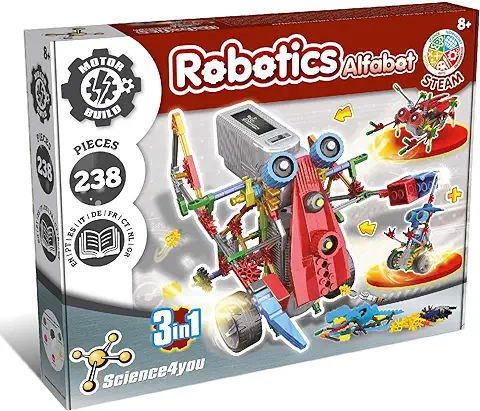 Science4you Robotics Alfabot 3 en 1 - Kit Robotica de 238 Piezas, Construye tu Proprio Robot, Juegos y Juguetes de Construcciones, Regalos para Niños de 6 7 8 9 10+ Años  