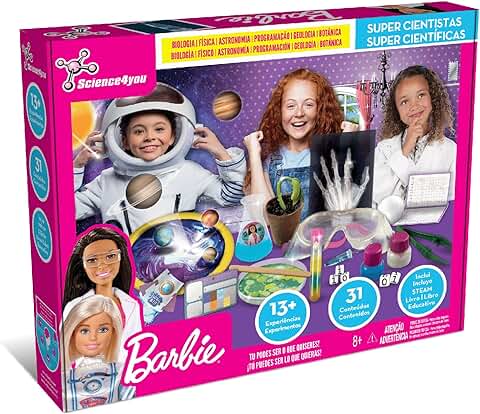 Science4you Super Cientistas Barbie Style - Kit de Manualidades para Niñas con Juegos Educativos 8+ Años - Juguetes Cientificos con 13 Experimentos - Regalos de Barbies para Niñas de 7 8 9+ Años  