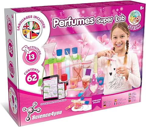 Science4you Super Laboratorio de Perfumes y Colonias para Niñas y Niños - Fábrica de Perfumes para Crear tus Colonias, Juego con 13 Experimentos, Juguetes y Regalos para Niñas y Niños 7 8 9 10+ Años  