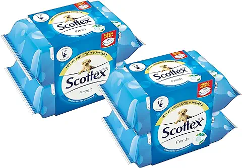 Scottex Fresh Papel Higiénico Húmedo - Pack de 4 x 74 Servicios  