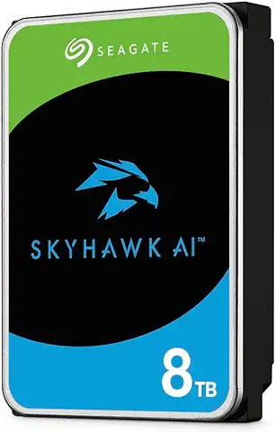 Seagate Skyhawk AI ST8000VE001 - Disco Duro Interno de Vigilancia (8 TB, 3,5", SATA 6 GB/s, Caché de 256 MB, Sistema de Cámara de Seguridad DVR y NVR, Servicio de Rescate  