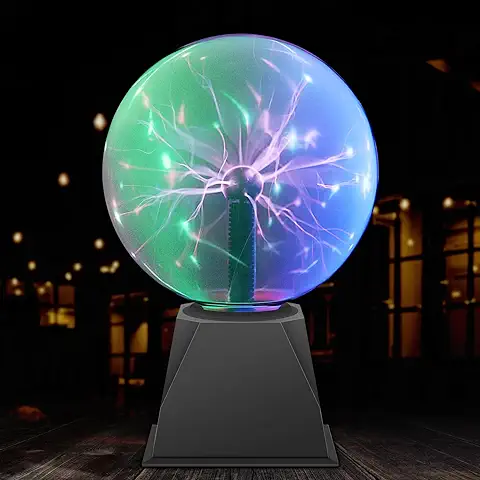 Seamoon Luz de Bola de Plasma Mágica Lámpara de Esfera Flashes Plasma Ball Bola Sensible al Tacto de 8 Pulgadas para Cumpleaños, Reuniones Familiares, Fiestas Infantiles, Dormitorios, Salones(Colores)  