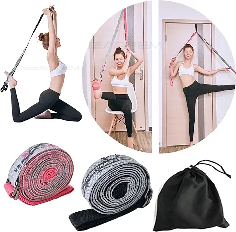 SeaNpem Correa de Pierna Flexible y para Yoga, 11 Bucles, Cinturón de Resistencia para Isquioquiotibiales, Banda para Ejercicio, para la Espalda, Ayuda para el Yoga, Animación, Baile, Gimnasio, Pilates, Terapia Física  