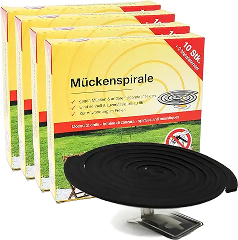 Selldorado® 40x Espirales Antimosquitos con Soporte - Espiral Antimosquitos Repele Mosquitos, Zancudos y Otros Insectos en Balcón, Terraza, Jardín y Camping (Espiral 40 Piezas)  