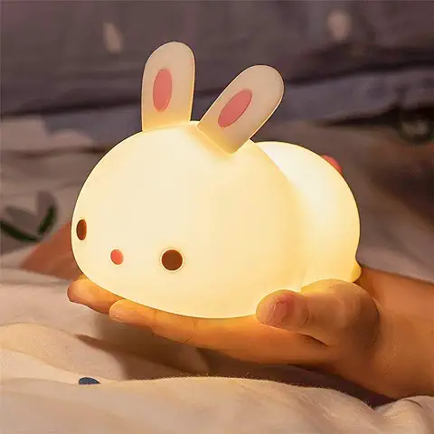 SENQIU Luz de Noche para Niños Luces de Noche para Bebés LED Luz de Noche para Animales Conejo Color Cambiable Tipo Recargable Adecuado para Niños Bebés y Niñas  