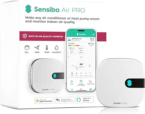 Sensibo Air Pro Controlador Inteligente para Aire Acondicionado y Sensor de Calidad del Aire para A/A Split, Ventana, Portátil. Sensores de Temperatura y Húmedos. Google, Alexa, Siri, Apple HomeKit  