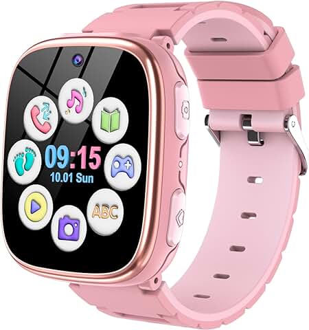 Sepdek Reloj Inteligente Niño Niña - Smartwatch con Llamadas SOS, Podómetro, 22 Juegos, Cámara, Linterna, Música, Juguete Regalo para Niños y Niñas 3-12 Años Comunion Cumpleaños Navidad (Rosa)  