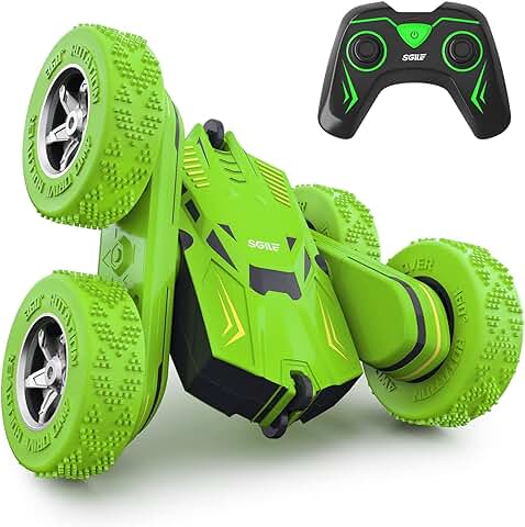 SGILE RC Coche Acrobático de Juguete, Coche Radiocontrol de Carga Directa y Rotación 360 Grados para Niños y Niñas, Verde  