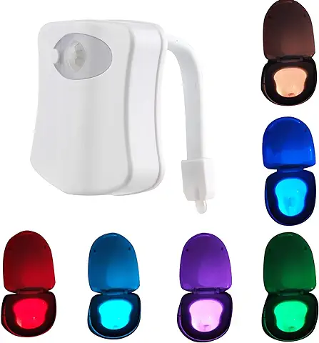 SH-RuiDu Luz de Inodoro, 8 Colores Cambiables, LED de Cuerpo Humano con Sensor de Movimiento Automático Activado, luz de Noche de Baño para Inodoro, para Niños y Adultos  