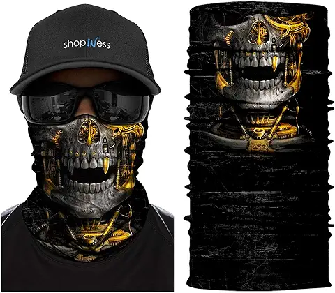 ShopINess Pañuelo Bandana Braga Cuello Calavera Multifunción Unisex Adulto para Moto Deporte Fiestas Halloween y Carnaval Calavera  