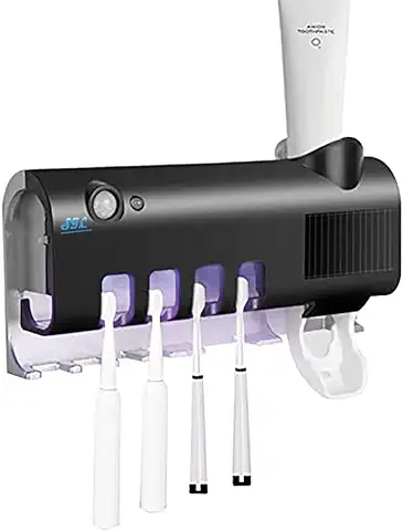 S.I.C Porta Cepillo De Dientes con FuncióN De Esterilizador De Rayos Ultravioleta Toothpaste Squeezer Luz Led Montado En La Pared AutomáTico Dispensador De Pasta De Dientes  