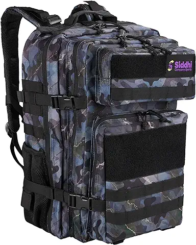 Siddhi Mochila Militar de 50L de Capacidad, Impermeable, 2 Portabotellas y Cintas MOLLE. Cremalleras Resistentes. Sirve como Mochila Táctica, Mochila Crossfit o Macuto de Senderismo  