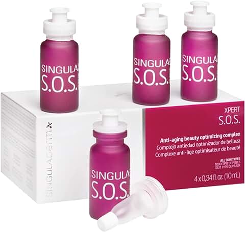 Singuladerm XPERT SOS - Sérum Facial Efecto Bótox - 4 Viales (10 ml cada uno) - Efecto Flash Lifting Inmediato - Todo Tipo de Pieles  