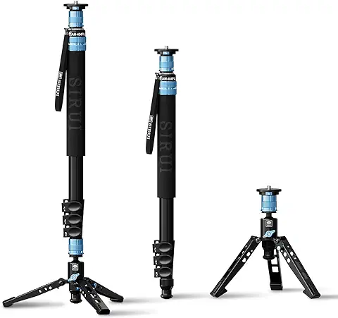 SIRUI AM-404FL Aluminio Monopod Monopié de 190cm con Pies,Tripode Trípode Tripod para Camara Cámara Reflex Fotografia, Diseño de Liberación Rápida, Panorámica Panorámica de 360,Carga Máxima de 12 kg  