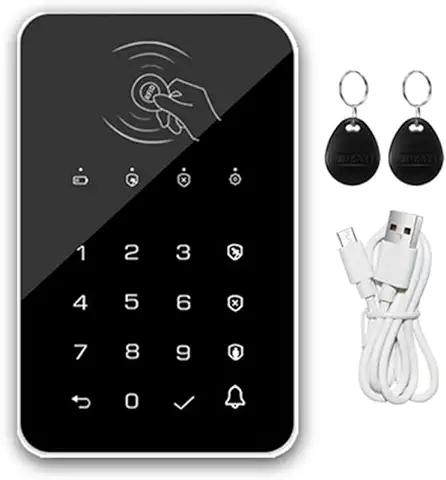 Sistema de Alarma Casa Inalámbrico Teclado Táctil Inalámbrico 2pcs RFID Card Arm O Desarmar Contraseña Teclado For El Host De Alarma De Hogar Inteligente Tuya WiFi gsm Sistema De Alarmas Bajo Consumo  