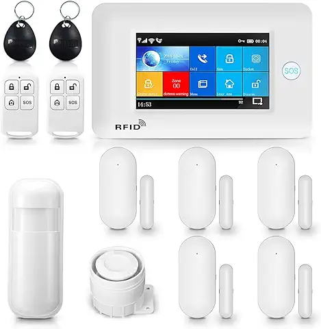 Sistema de Alarma de Hogar Inalámbrico, WiFi, gsm, 4G, Marcador, 100 Zonas, App (Smart Life - Tuya), Compatible Google Home y Alexa  