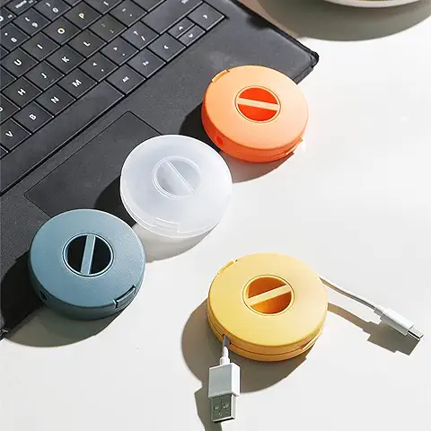 SITAKE - Juego de 4 Compartimentos de Cables, Vacíos, Extendibles, Compactos y Versátiles, para Cable USB, Cables de Carga y Pequeños Accesorios (4 Piezas Redondas)  