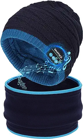 SIVITICK Gorro Bluetooth Regalos Originales para Hombres y Mujeres Gorro de Invierno con Calentador de Cuello Auriculares Inalámbricos Beanie Música Bluetooth 5.0 Manos Libres  