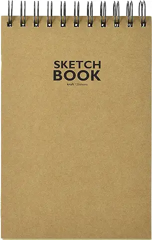 Sketchbook Bloc de Dibujo con Espiral, DIN A5, 120 Hojas, 100 G/m², Papel Kraft Reciclable, Resistente y sin Blanquear, Naturaleza  