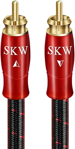 SKW Cable Coaxial Digital RCA con PVC + Revestimiento de tela de Algodón para Subwoofer, Receptor AV, Amplificador, cine en casa (3 m, Rojo)  