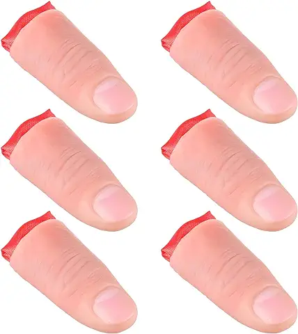 Skylety 6 Piezas Dedos de Pulgar Falso Dedos Mágicos de Plástico Dedos Cortados Realistas Accesorios de Rendimiento Mágico Juguete de Plástico de Truco de Magia con 6 Paños de Entrenamiento Rojo  