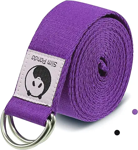 Slim Panda Cinturon Yoga Algodón, Práctica Correa Yoga con Bucles Metálica, Cinta de Yoga Estiramiento para Fitness, Pilates y Gimnasia, (180 / 250cm)  