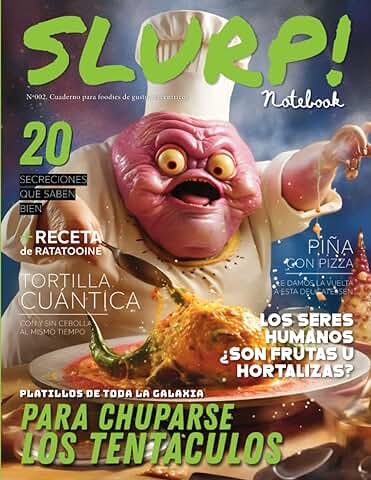 SLURP! 002: Cuaderno para Foodies de Gustos Excéntricos. Sirve para Dibujar y Tomar Apuntes, para Niños y Niñas, Aliens y Extraterrestres, Cocineros y Cocineras. Regalo Divertido, Revista de Broma.  