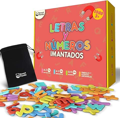 Smart Panda Juego de Abecedario Magnético-104 Letras, Números y Símbolos para Niños-Imanes Gruesos de Espuma para la Nevera- Educativo - Español  