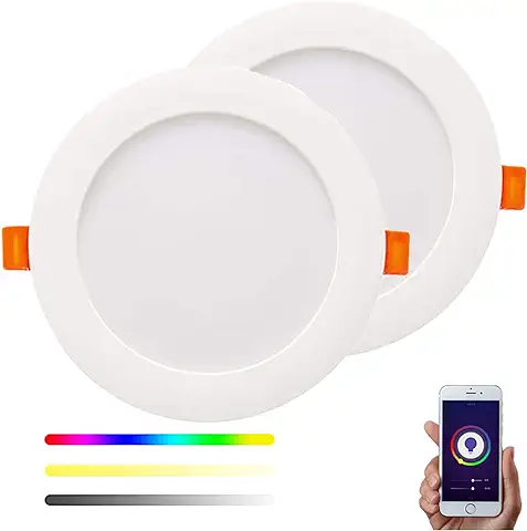 SMARTFY Downlight LED WiFi Inteligente RGBW Foco Empotrable Techo WiFi 20W/17W/14W/10W Compatible con Alexa y Google Home, Multicolor Regulable Compatible con Tuya y Smart Life (20W - 2u)  