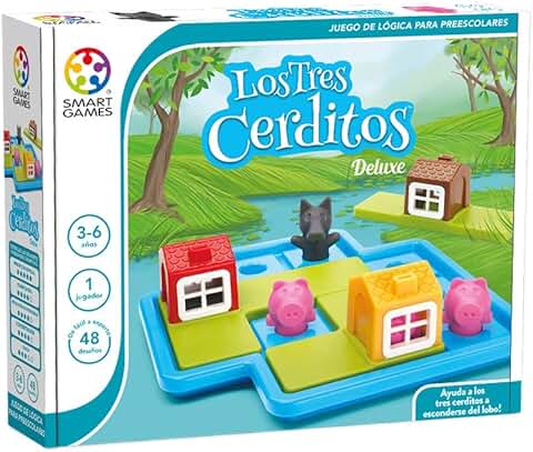 Smartgames - Los Tres Cerditos | Juegos Educativos | Juegos De Mesa 3 Años O Más | Juegos Infantiles, Rompecabezas Niños Con 48 Retos  