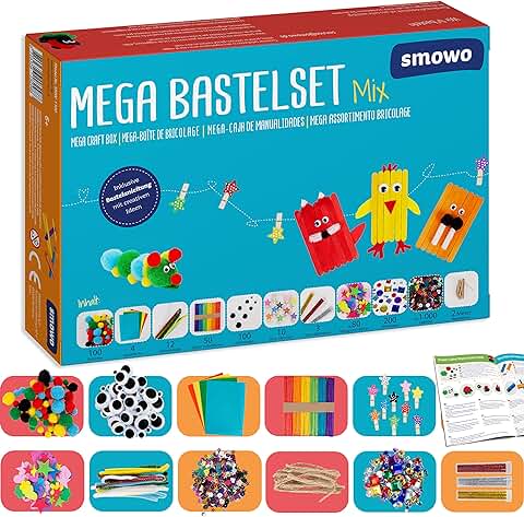 Smowo® Mega Juego de Manualidades - Caja Material Manualidades - con Ideas para Juegos Creativos - kit Manualidades para Niños y Adultos…  