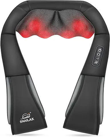 Snailax Shiatsu Masajeador de Cuello con Calor, Masajeador de Espalda Eléctrico, Cojín de Masaje 3D/4D para Cuello/espalda/hombros, Regalos para Mujeres/hombres  