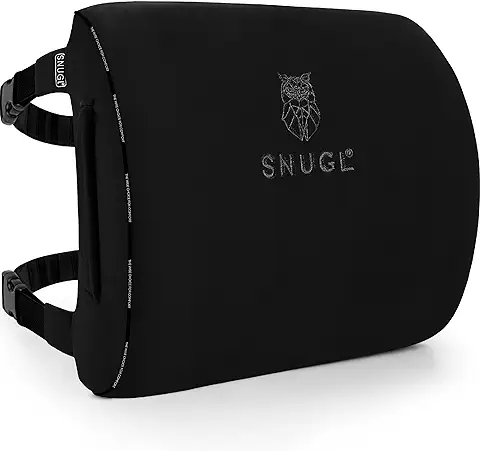 SNUGL Cojín de Apoyo para la Parte Inferior de la Espalda para Silla y Asiento de Coche, Cojín de Apoyo Lumbar de Espuma Viscoelástica con Correas Duales, Soporte Ergonómico para Silla de Oficina con  