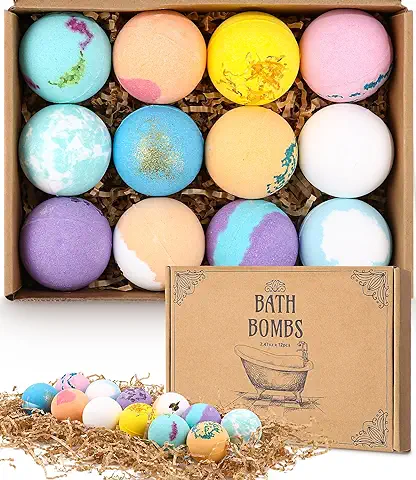 SOBEAU 12 Bombas de Baño set de Regalo de Bombas de Baño de Burbujas Naturales y Orgánicas,Spa Baño de Burbujas Regalo Spa Relajante Navidad,Navidad Dia de san Valentin Regalo Femenino  