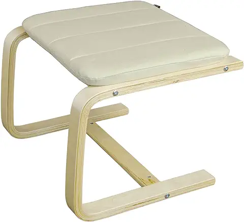 SoBuy FST38-W Reposapiés de Madera Madera de haya Esponja Beige Reposapiés para Sillón de Relajación Reposapies de Oficina L51cmxH39cmxP45cm ES  