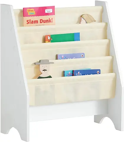 SoBuy Librería Infantil para Niños con 4 Estanterías, Estantería Estándar Infantil,Blanco/Beige,H71cm, FRG225-W,ES  