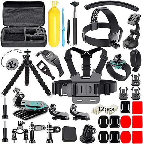 Soft Digits de Accesorios para GoPro Hero 6 Hero7 Hero 2018 para Xiaomi Yi para AKASO, para la Mayoría de Las Cámaras Deportivas 50-en-1 Kit de Accesorios con Estuche  