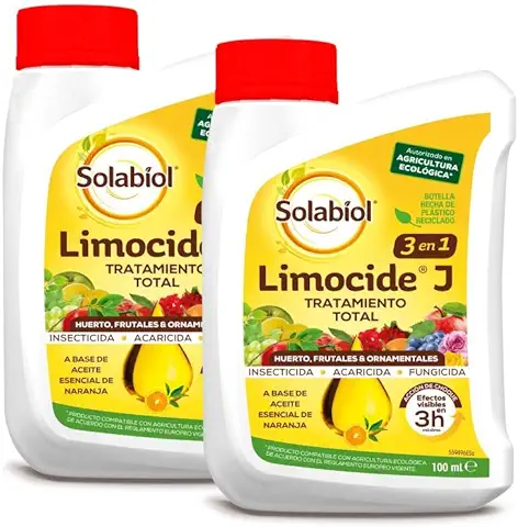 Solabiol Limocide J Tratamiento Total para Huerto, Frutales y Ornamentales. Insecticida, Acaricida Fabricado a base de Aceites Esenciales (pack de 2)  