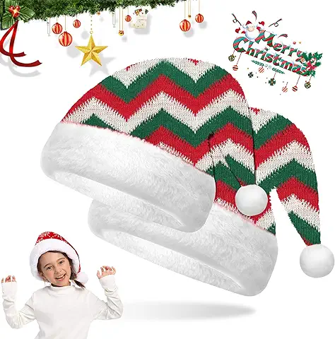 Sombrero de Navidad 2 Piezas, Gorro de Navidad para Adultos + Gorro de Navidad para Niños, Gorro de Papá Noel, Sombreros de Santa, Familia de Gorro de Papá Noel  