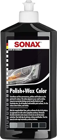 SONAX Polish+Wax Color NanoPro Negro (500 ml) Pulimento de Fuerza Media con Pigmentos de Color y Componentes de cera | N.° 02961000-544  