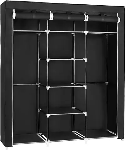 SONGMICS Armario Organizador Textil Plegable Negro de 74 x 37 x 9 cm RYG12B  