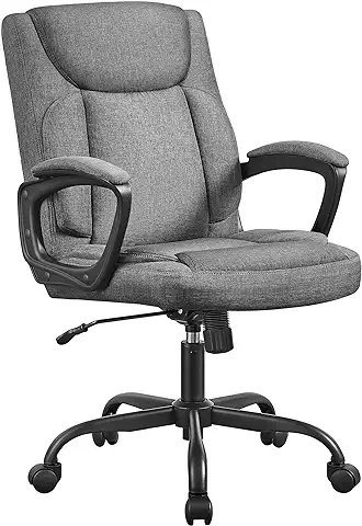 SONGMICS Silla de Oficina, Silla de Escritorio para Ordenador, Sillón Ergonómico, Respaldo Giratorio, Altura Ajustable, Reposabrazos Acolchados, Superficie de Mezcla de Algodón, Gris OBG040G01  