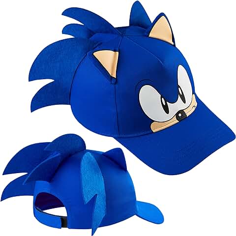 Sonic The Hedgehog Gorra Niño con Orejas 3D Gorra Sonic Sombrero Sol Niños Proteccion Solar Playa Verano Accessorios Oficial Divertidos Talla Unica Azul  